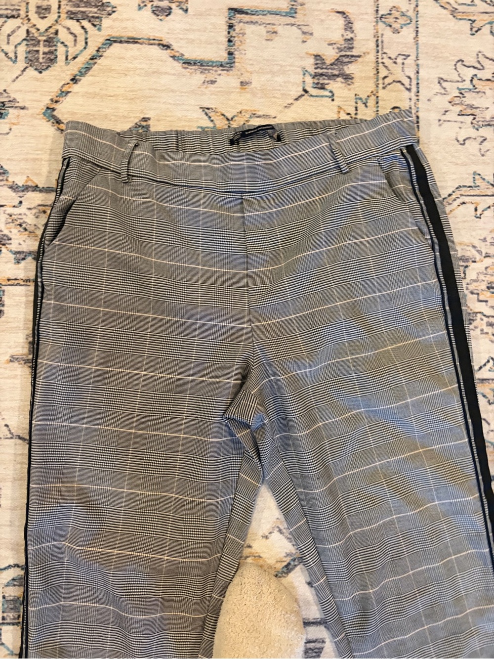 Zara plaid side stripe trouser tapered pants M - Picture 9 of 11